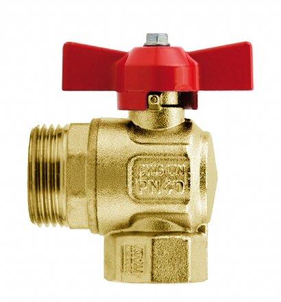 Vinkel-kuleventil for fordeler 1/2" x 3/4"