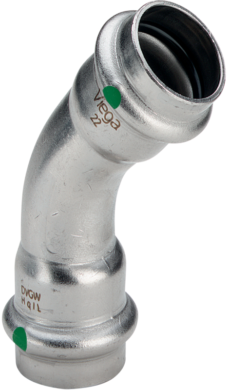 Sanpress inox bend 45° m/2 muffer 15